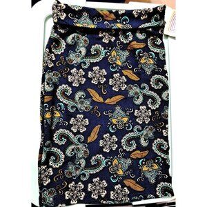 LuLaRoe Women's XS Cassie Pencil Skirt Paisley Navy  Multicolor New w/Tags